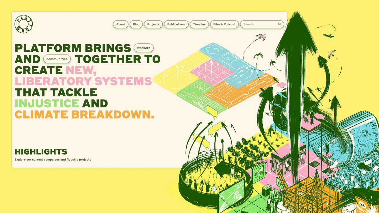 Screenshot of the homepage overlaid with the illustration