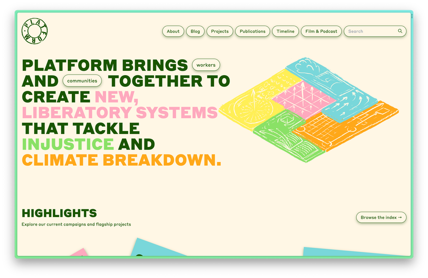 Homepage of the site