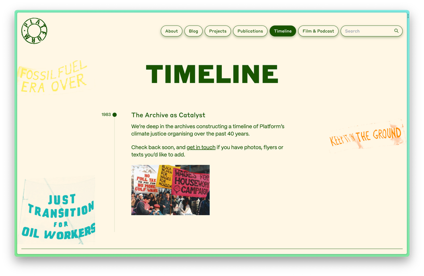 Timeline page, under construction